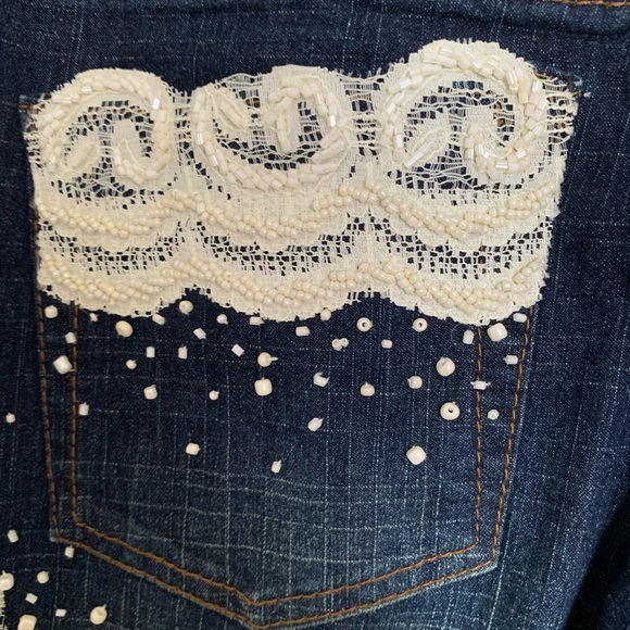 Vintage Jeans Lace Embellished with beads - Picture 6 of 12